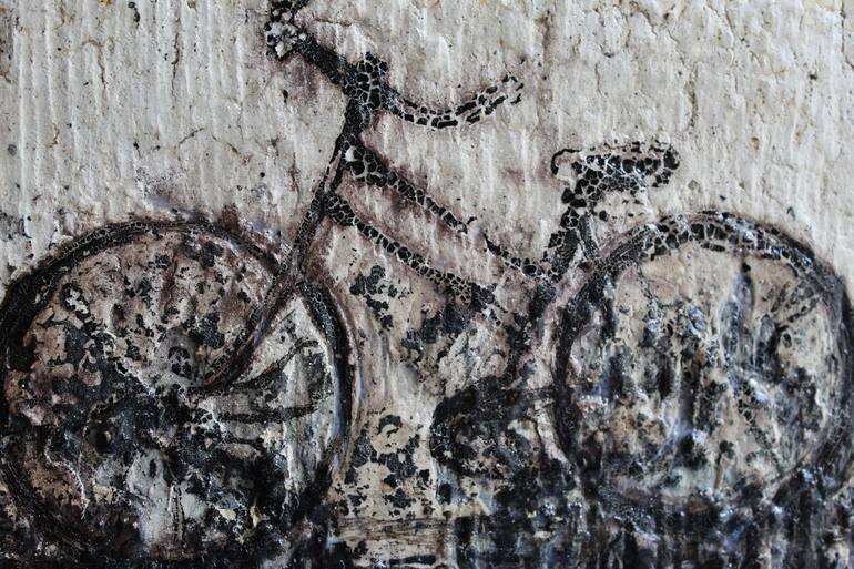 Original Abstract Expressionism Bicycle Painting by Donatella Marraoni