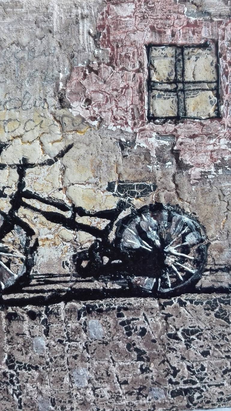 Original Abstract Expressionism Bicycle Painting by Donatella Marraoni