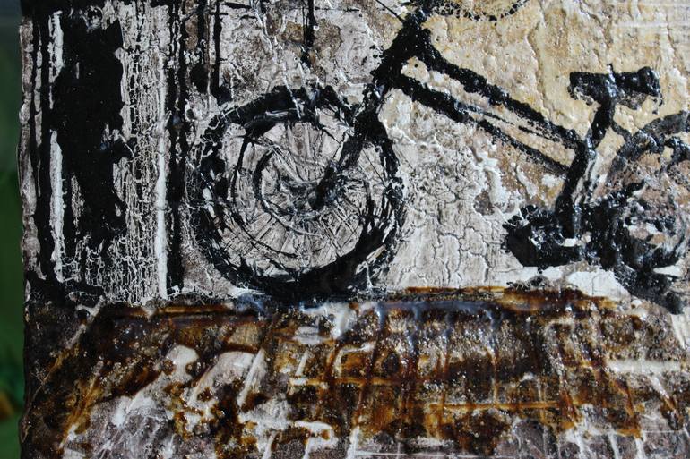 Original Abstract Expressionism Bike Painting by Donatella Marraoni