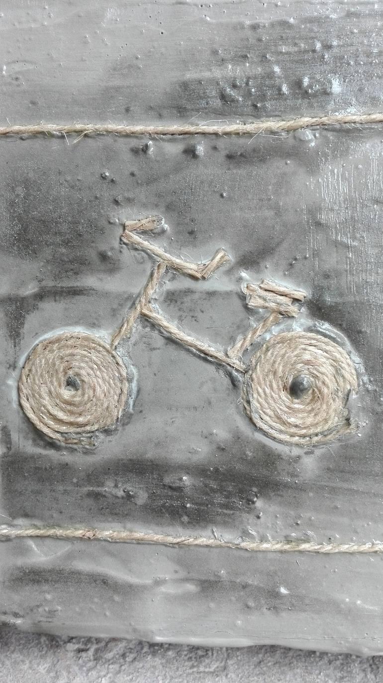Original Abstract Expressionism Bicycle Painting by Donatella Marraoni