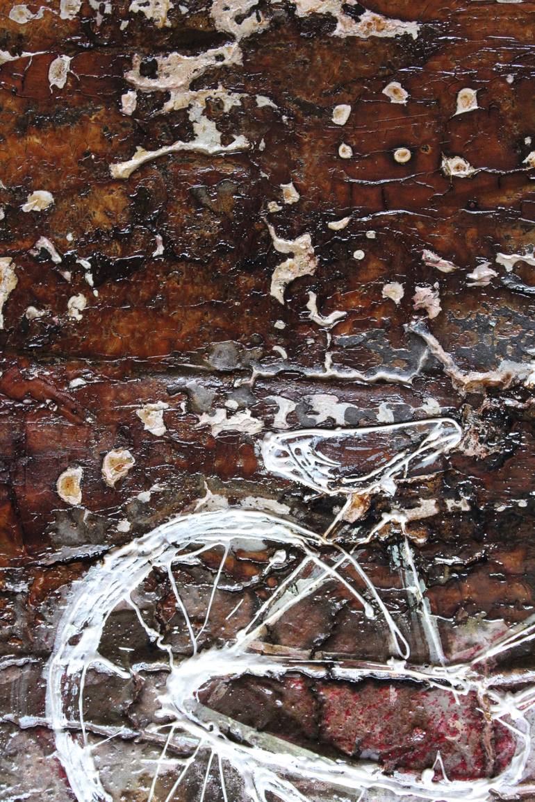 Original Abstract Expressionism Bicycle Painting by Donatella Marraoni