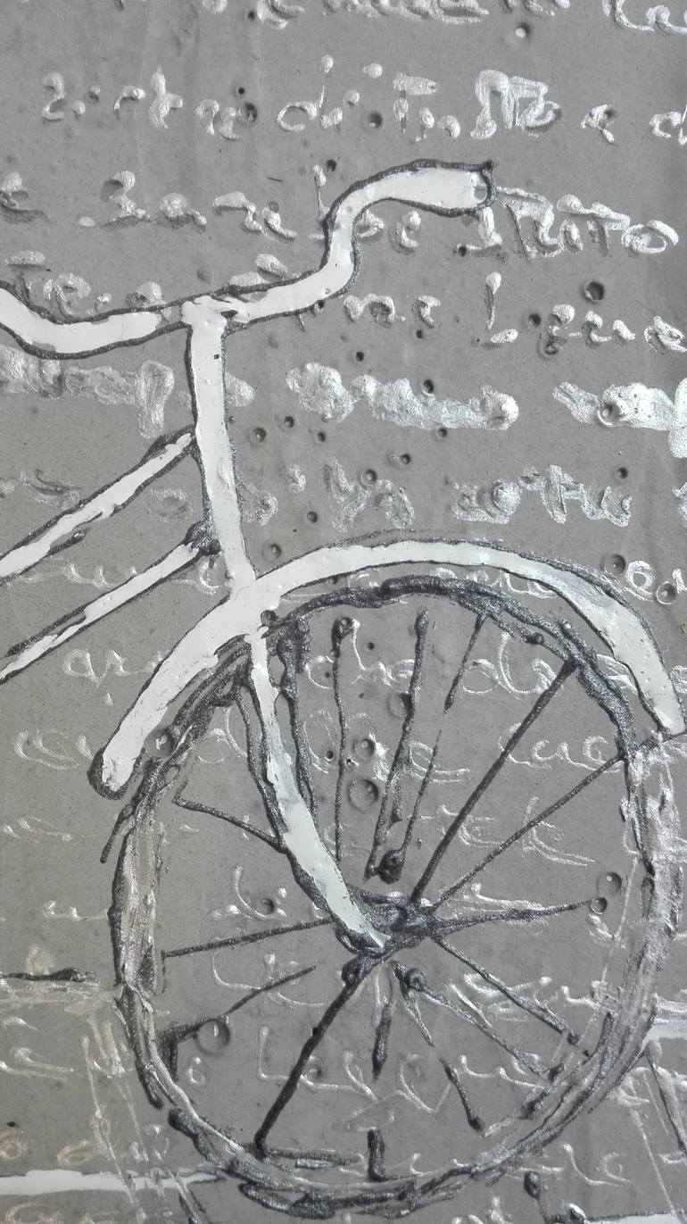 Original Abstract Expressionism Bicycle Painting by Donatella Marraoni