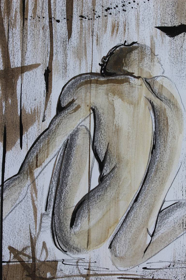 Original Abstract Expressionism Men Drawing by Donatella Marraoni