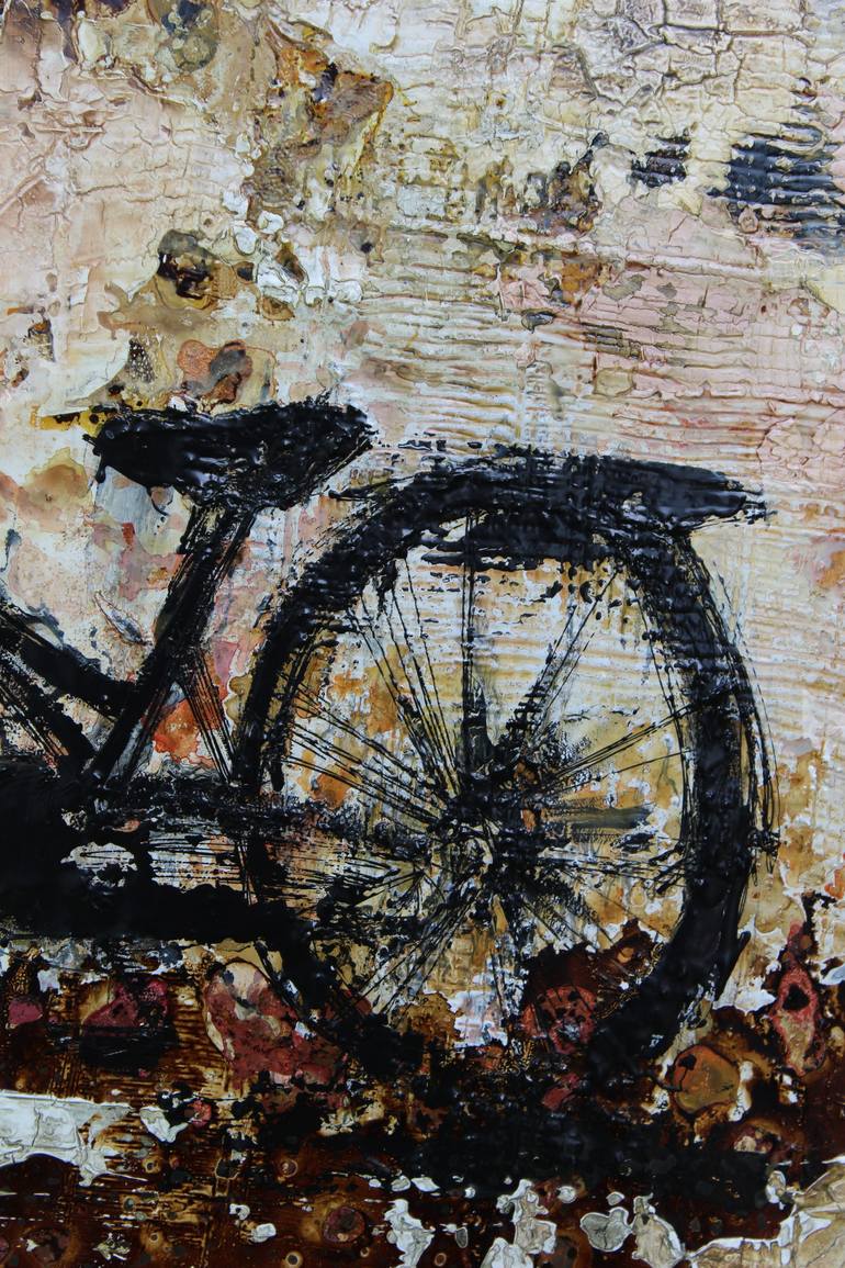 Original Abstract Expressionism Bicycle Painting by Donatella Marraoni