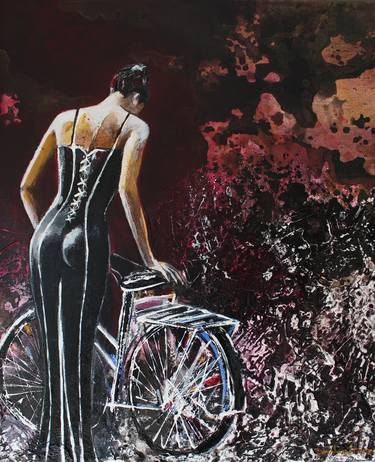Original Abstract Expressionism Bike Paintings by Donatella Marraoni