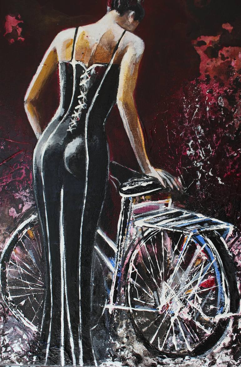 Original Abstract Expressionism Bike Painting by Donatella Marraoni