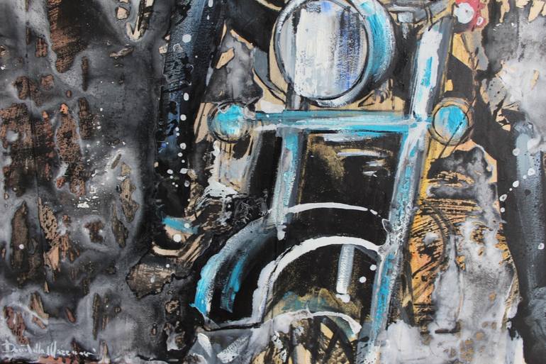Original Abstract Expressionism Motorbike Painting by Donatella Marraoni
