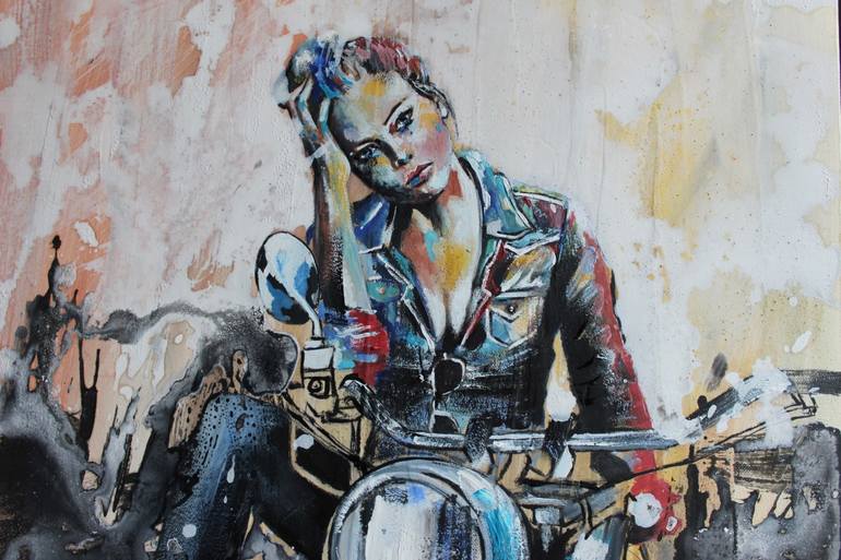 Original Abstract Expressionism Motorbike Painting by Donatella Marraoni