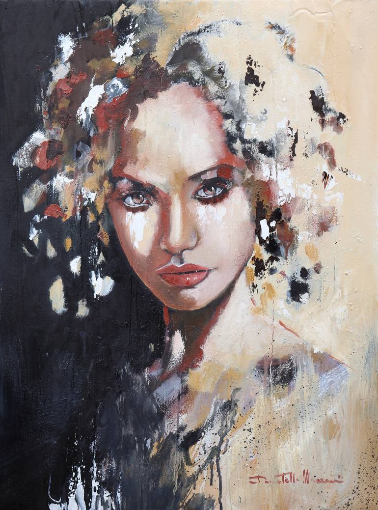Print of Abstract Expressionism Portrait Paintings by Donatella Marraoni