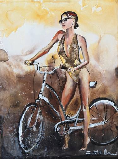 Original Abstract Expressionism Bike Paintings by Donatella Marraoni