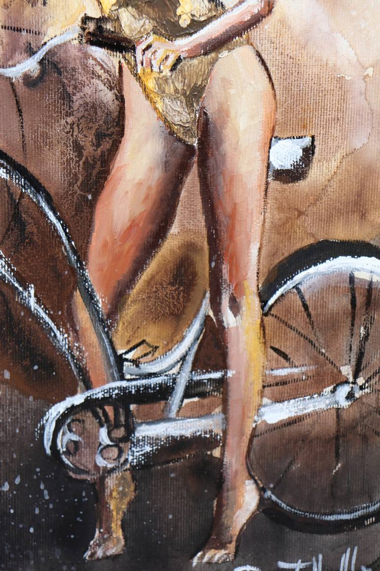 Original Abstract Expressionism Bike Painting by Donatella Marraoni