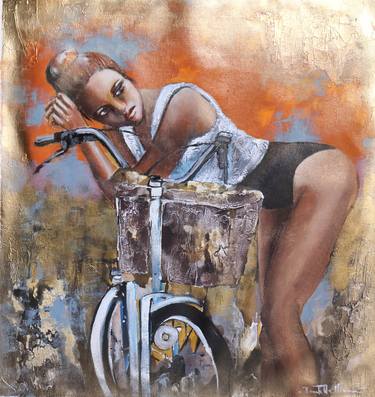 Original Abstract Expressionism Bicycle Paintings by Donatella Marraoni
