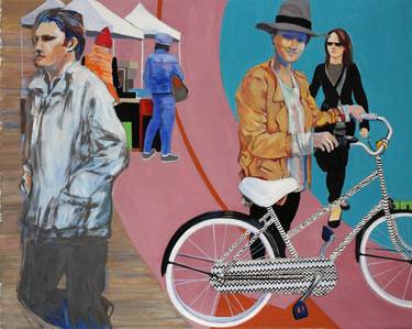 Original Street Art People Paintings by Kathleen Migliore-Newton