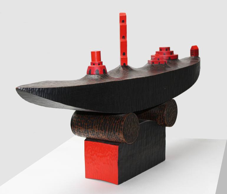 Original Boat Sculpture by Frans Muhren