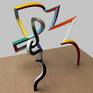 20mm square iron bars, shaped in form with heat, welded together and painted in acrylic.