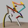 20mm square iron bars, shaped in form with heat, welded together and painted in acrylic.