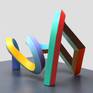 2,5cm iron bars shaped in form with heat, welded together and painted in acrylic.