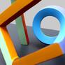 2,5cm iron bars shaped in form with heat, welded together and painted in acrylic.