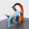2,5cm iron bars shaped in form with heat, welded together and painted in acrylic.