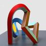 2,5cm iron bars shaped in form with heat, welded together and painted in acrylic.