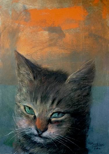Print of Expressionism Cats Paintings by Isao Tomoda