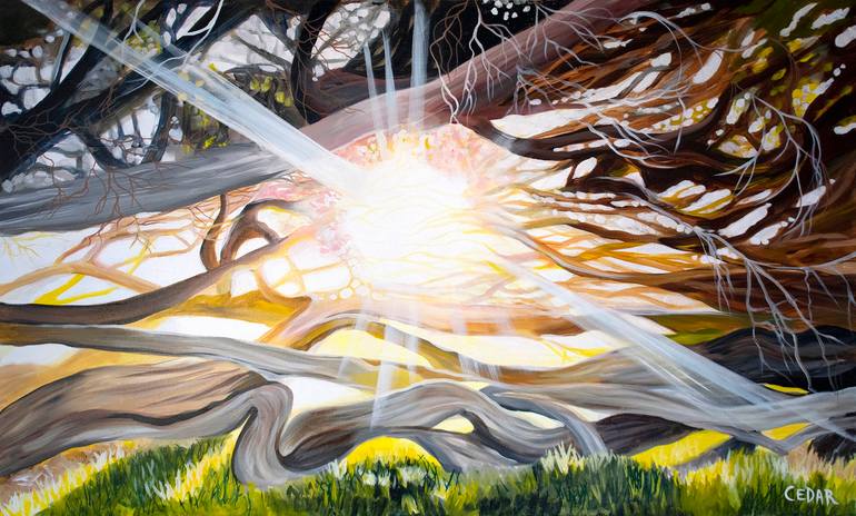 Original Nature Painting by Cedar Lee | Contemporary Art on Canvas | Coastal Tea Trees in Golden Gate Park
