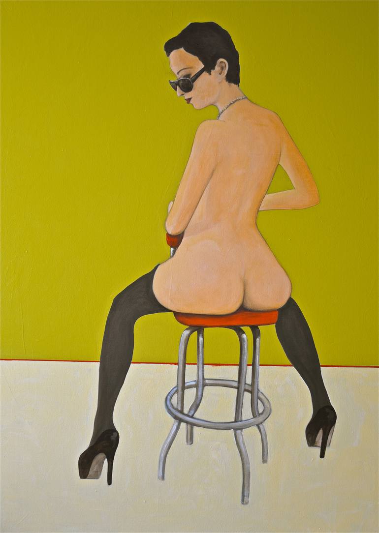 Nude on Stool Painting by Peter Wedel | Saatchi Art