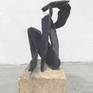 Abstract female figure inspired by the beauty and strength of the feminine form, in a seated gesture. Brutalism, cubistic. Brick base 9 x 5 x 3 can be included.