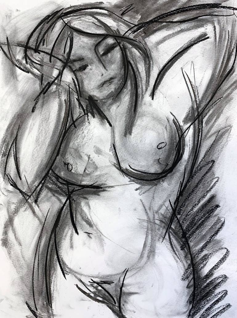 Original Abstract Expressionism Women Drawing by Heidi Lanino