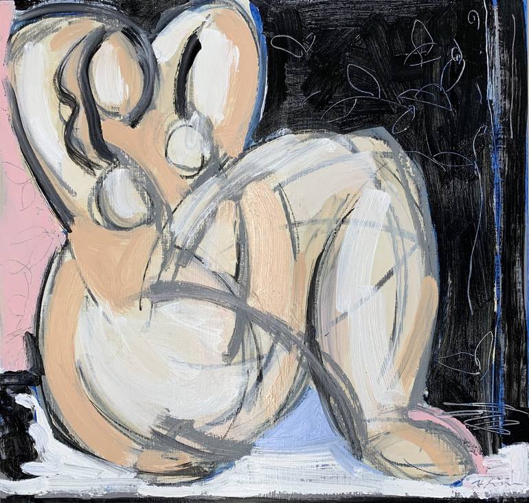Blue Woman Seated III Painting by Heidi Lanino | Saatchi Art Blue Woman Seated III Painting