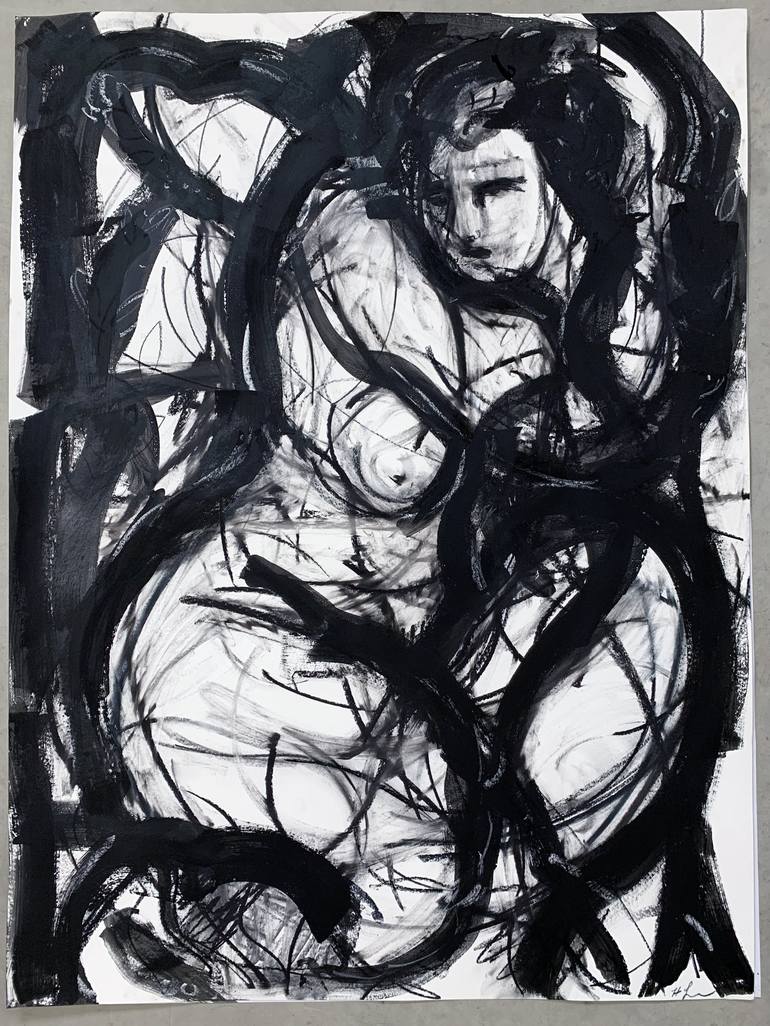 Original Abstract Women Drawing by Heidi Lanino