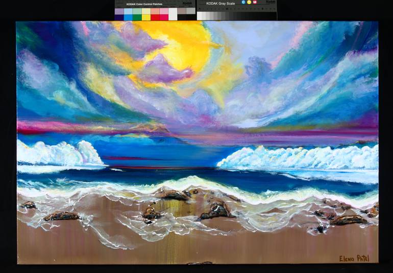 Original Art Deco Landscape Painting by Elena Patel