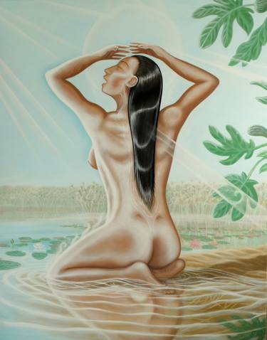 Original Figurative Nude Painting by Adam Delf