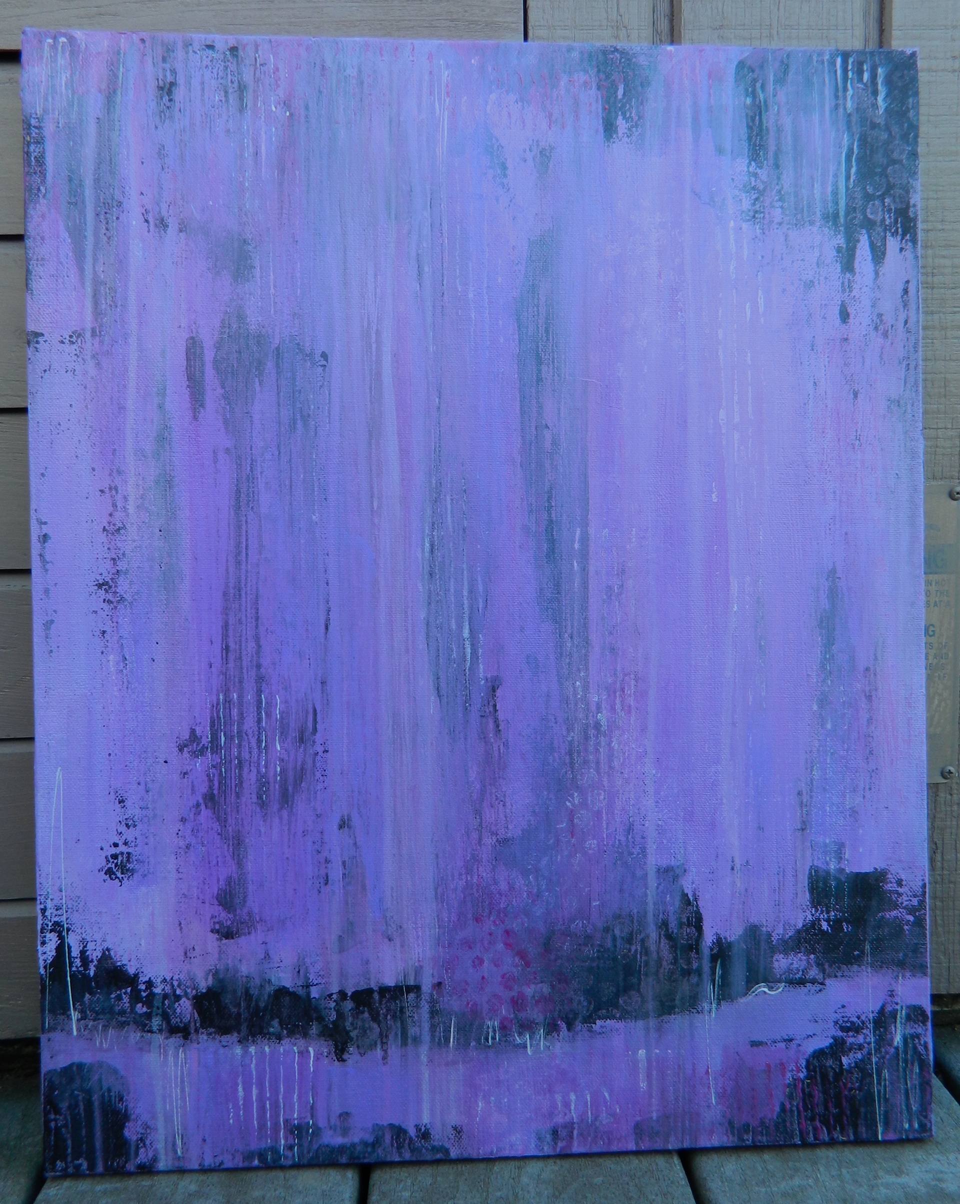 Mixed Media Purple Rain Painting
