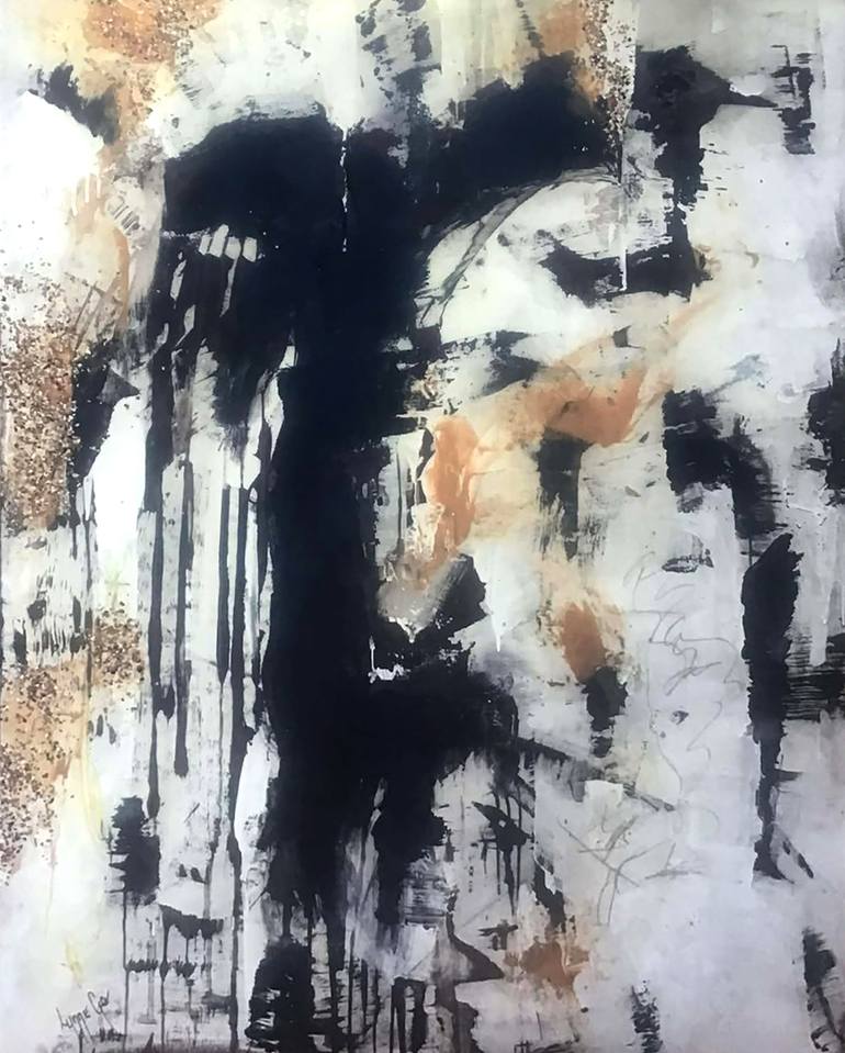 Original Black & White Abstract Painting by Lynne Godina-Orme