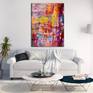 Abstract acrylic painting layers of rich texture made of earthy colors and organic shapes. Orange, red, yellow, purple, blue.
Signed, ready to hang.
