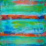 Acrylic abstract color field painting with lots of color blending, contrast and fine details. Textured with many layers of plaster to prime the canvas then applied acrylic paint with spatulas and palette knives. Signed on back, ready to hang.