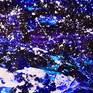 Abstract acrylic action painting gestural big bold paint strokes different shades of blue and dark purple. Drizzles and drips of iridescent paint all over the deep color palette and iridescent mediums all around over the white background. Signed.

Plenty of edge for framing!

I include a certificate of authenticity that lists the materials as well as when the painting was completed. Fine high quality materials such Golden colors are used and UV protective spray for sunlight protection.