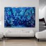 Acrylic inspired by nature and the oceans, abstract action painting gestural big bold paint strokes different shades of blue and dark purple. Drizzles and drips of iridescent paint all over the deep color palette and iridescent mediums all around. Statement piece! Signed.

I include a certificate of authenticity that lists the materials as well as when the painting was completed. Fine high quality materials such as Sennelier abstract acrylics, Golden colors, Liquitex, Charvin products are used and UV protective spray for sunlight protection.

Please contact me if you have any questions about this or any other one of my paintings!

Thanks,
Nestor