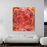 Circles and swirls abstract expressionistic acrylic painting. Orange, signed on back front on request.
