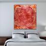 Circles and swirls abstract expressionistic acrylic painting. Orange, signed on back front on request.