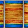 Vibrant and contemplative abstract painting consisting on 3 canvas 36 by 24 inches each one. Yellow, orange, shades of blue. This painting is very glossy can be displayed together or with big gaps in between. Signed and ready to hang.
I include a certificate of authenticity that lists the materials as well as when the painting was completed. Fine high quality materials such Golden colors are used and UV protective spray for sunlight protection.