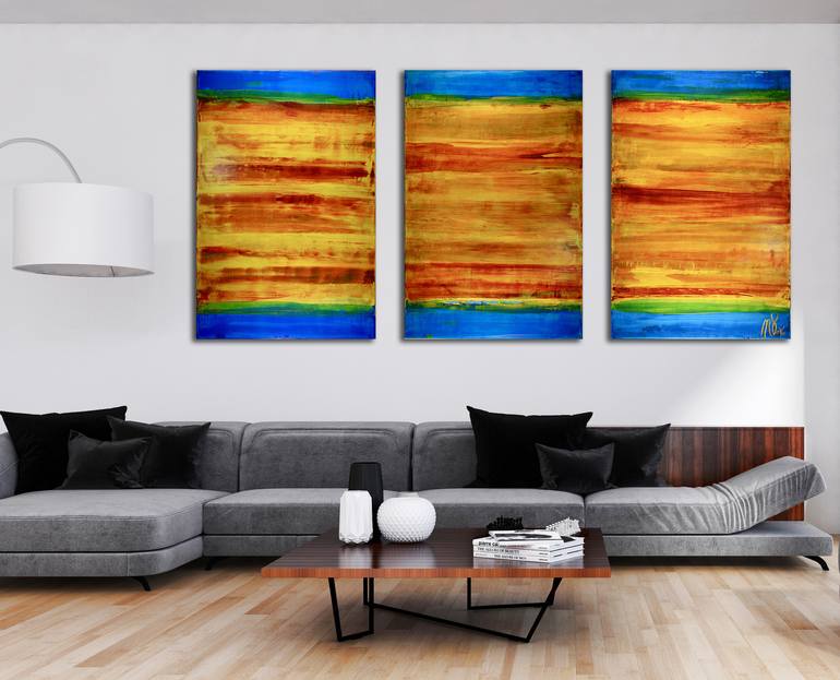 Fragmented L.A. sunset (tryptic) Painting by Nestor Toro | Saatchi Art