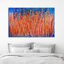 Striking and bold color combination, orange and blue in gestural paint strokes over and over again. Signed.