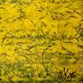Yellow abstract expressionism circles and black.
signed.