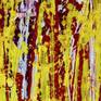 This is a very energetic artwork bold metallic paint strokes, yellow, vibrant red, metallic purple, clear acrylic mediums with mica particles. This artwork is shipped in a tube. Signed in front.