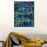 Expressionistic deep blue painting, intuitive, inspired by nature. Layered painting with palette knife details to expose the gold beneath the blue. This beautiful painting arrives mounted in a wooden frame, signed and READY TO HANG.