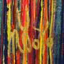 Vibrant abstract painting drizzles in shades of pink Yellow, gold yellow and metallic colors (Silver)  over royal blue background. Signed in front.

I include a certificate of authenticity that lists the materials as well as when the painting was completed. Fine high quality materials such as Golden colors are used and UV protective spray for sunlight protection.