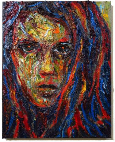 m1140 - Original Oil Painting portrait face impressionism thumb