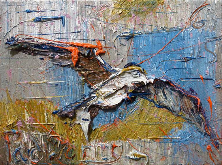 Oil Painting Bird Expressionism Original Hyper Realism Oil On Board Surrealism Pop Art Untitled M908 Painting By David Padworny Saatchi Art